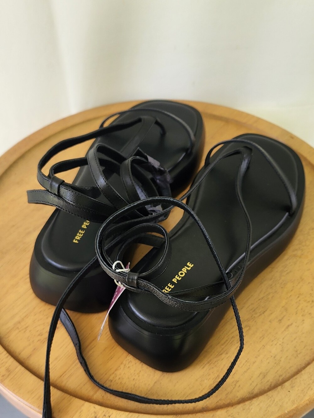 Free People Winnie Wrap Black Lace Up Sandals - Picture 9 of 10